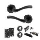 STATUS Texas Door Handle Pack (Euro Lock Set - 3" CE Sashlock, 4" Slim Knuckle Hinges x2) - Matt Black - ADPS35RMB25 - Choice Handles