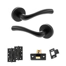 STATUS Texas Door Handle Pack (Latch Set - 3" CE Latch, 4" Slim Knuckle Hinges x2) - Matt Black - ADPS35RMB6 - Choice Handles