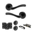STATUS Texas Door Handle Pack (Bathroom Set - 2.5" CE Bathroom Lock, 3" Fire Rated Hinges x3) - Matt Black - ADPS35RMB8 - Choice Handles