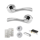 STATUS Texas Door Handle Pack (Bathroom Set - 3" CE Bathroom Lock, 4" Slim Knuckle Hinges x2) - Polished Chrome - ADPS35RPC13 - Choice Handles
