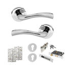 STATUS Texas Door Handle Pack (Euro Lock Set - 2.5" CE Sashlock, 4" Slim Knuckle Hinges x2) - Polished Chrome - ADPS35RPC24 - Choice Handles
