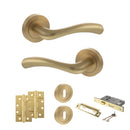 STATUS Texas Door Handle Pack (3 Lever Lock Set - 3" CE Sashlock, 4" Slim Knuckle Hinges x2) - Satin Brass - ADPS35RSB19 - Choice Handles