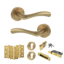 STATUS Texas Door Handle Pack (Euro Lock Set - 3" CE Sashlock, 3" Fire Rated Hinges x3) - Satin Brass - ADPS35RSB21 - Choice Handles