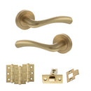 STATUS Texas Door Handle Pack (Latch Set - 3" CE Latch, 3" Fire Rated Hinges x3) - Satin Brass - ADPS35RSB2 - Choice Handles
