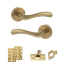 STATUS Texas Door Handle Pack (Latch Set - 2.5" CE Latch, 4" Slim Knuckle Hinges x2) - Satin Brass - ADPS35RSB5 - Choice Handles