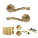 STATUS Texas Door Handle Pack (Bathroom Set - 2.5" CE Bathroom Lock, 3" Fire Rated Hinges x3) - Satin Brass - ADPS35RSB8 - Choice Handles