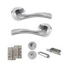STATUS Texas Door Handle Pack (Bathroom Set - 3" CE Bathroom Lock, 4" Slim Knuckle Hinges x2) - Satin Chrome - ADPS35RSC13 - Choice Handles