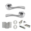 STATUS Texas Door Handle Pack (Euro Lock Set - 3" CE Sashlock, 3" Fire Rated Hinges x3) - Satin Chrome - ADPS35RSC21 - Choice Handles
