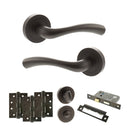 STATUS Texas Door Handle Pack (Bathroom Set - 3" CE Bathroom Lock, 4" Fire Rated Hinges x3) - Urban Dark Bronze - ADPS35RUDB11 - Choice Handles