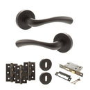 STATUS Texas Door Handle Pack (3 Lever Lock Set - 3" CE Sashlock, 3" Fire Rated Hinges x3) - Urban Dark Bronze - ADPS35RUDB15 - Choice Handles