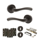 STATUS Texas Door Handle Pack (3 Lever Lock Set - 2.5" CE Sashlock, 4" Fire Rated Hinges x3) - Urban Dark Bronze - ADPS35RUDB16 - Choice Handles