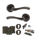 STATUS Texas Door Handle Pack (Euro Lock Set - 3" CE Sashlock, 4" Fire Rated Hinges x3) - Urban Dark Bronze - ADPS35RUDB23 - Choice Handles