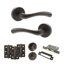 STATUS Texas Door Handle Pack (Bathroom Set - 2.5" CE Bathroom Lock, 3" Fire Rated Hinges x3) - Urban Dark Bronze - ADPS35RUDB8 - Choice Handles