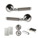 STATUS Dakota Door Handle Pack (Bathroom Set - 2.5" CE Bathroom Lock, 4" Slim Knuckle Hinges x2) - Black Nickel/Polished Chrome - ADPS36RBNPC12 - Choice Handles