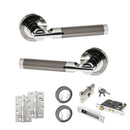 STATUS Dakota Door Handle Pack (Euro Lock Set - 2.5" CE Sashlock, 4" Slim Knuckle Hinges x2) - Black Nickel/Polished Chrome - ADPS36RBNPC24 - Choice Handles
