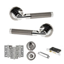 STATUS Dakota Door Handle Pack (Bathroom Set - 3" CE Bathroom Lock, 3" Fire Rated Hinges x3) - Black Nickel/Polished Chrome - ADPS36RBNPC9 - Choice Handles