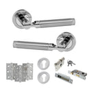 STATUS Dakota Door Handle Pack (Euro Lock Set - 3" CE Sashlock, 3" Fire Rated Hinges x3) - Satin Chrome/Polished Chrome - ADPS36RSCPC21 - Choice Handles