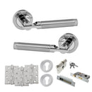 STATUS Dakota Door Handle Pack (Euro Lock Set - 3" CE Sashlock, 4" Fire Rated Hinges x3) - Satin Chrome/Polished Chrome - ADPS36RSCPC23 - Choice Handles