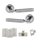 STATUS Dakota Door Handle Pack (Latch Set - 2.5" CE Latch, 4" Fire Rated Hinges x3) - Satin Chrome/Polished Chrome - ADPS36RSCPC3 - Choice Handles