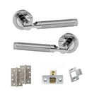 STATUS Dakota Door Handle Pack (Latch Set - 3" CE Latch, 4" Slim Knuckle Hinges x2) - Satin Chrome/Polished Chrome - ADPS36RSCPC6 - Choice Handles