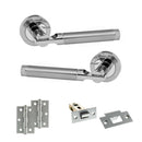 STATUS Dakota Door Handle Pack (Latch Set - 2.5" Latch, 3" Hinges x2) - Satin Chrome/Polished Chrome - ADPS36RSCPC7 - Choice Handles