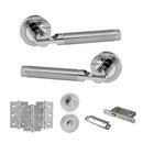 STATUS Dakota Door Handle Pack (Bathroom Set - 2.5" CE Bathroom Lock, 3" Fire Rated Hinges x3) - Satin Chrome/Polished Chrome - ADPS36RSCPC8 - Choice Handles