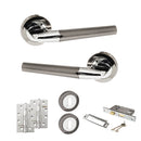 STATUS Tennessee Door Handle Pack (3 Lever Lock Set - 2.5" CE Sashlock, 4" Slim Knuckle Hinges x2) - Black Nickel/Polished Chrome - ADPS37RBNPC18 - Choice Handles