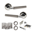 STATUS Tennessee Door Handle Pack (Euro Lock Set - 3" CE Sashlock, 4" Fire Rated Hinges x3) - Black Nickel/Polished Chrome - ADPS37RBNPC23 - Choice Handles
