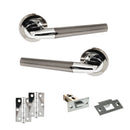 STATUS Tennessee Door Handle Pack (Latch Set - 2.5" Latch, 3" Hinges x2) - Black Nickel/Polished Chrome - ADPS37RBNPC7 - Choice Handles