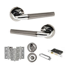 STATUS Tennessee Door Handle Pack (Bathroom Set - 2.5" CE Bathroom Lock, 3" Fire Rated Hinges x3) - Black Nickel/Polished Chrome - ADPS37RBNPC8 - Choice Handles