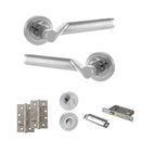 STATUS Hawaii Door Handle Pack (Bathroom Set - 2.5" CE Bathroom Lock, 4" Slim Knuckle Hinges x2) - Satin Chrome/Polished Chrome - ADPS38RSCPC12 - Choice Handles