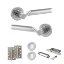 STATUS Hawaii Door Handle Pack (3 Lever Lock Set - 2.5" CE Sashlock, 4" Slim Knuckle Hinges x2) - Satin Chrome/Polished Chrome - ADPS38RSCPC18 - Choice Handles