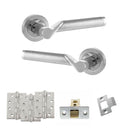 STATUS Hawaii Door Handle Pack (Latch Set - 3" CE Latch, 4" Fire Rated Hinges x3) - Satin Chrome/Polished Chrome - ADPS38RSCPC4 - Choice Handles