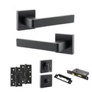 STATUS Montana Door Handle Pack (Bathroom Set - 2.5" CE Bathroom Lock, 4" Slim Knuckle Hinges x2) - Matt Black - ADPS40SMB12 - Choice Handles