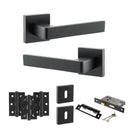 STATUS Montana Door Handle Pack (3 Lever Lock Set - 3" CE Sashlock, 3" Fire Rated Hinges x3) - Matt Black - ADPS40SMB15 - Choice Handles