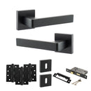 STATUS Montana Door Handle Pack (3 Lever Lock Set - 3" CE Sashlock, 4" Fire Rated Hinges x3) - Matt Black - ADPS40SMB17 - Choice Handles
