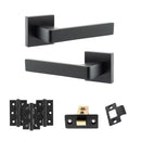 STATUS Montana Door Handle Pack (Latch Set - 2.5" CE Latch, 3" Fire Rated Hinges x3) - Matt Black - ADPS40SMB1 - Choice Handles