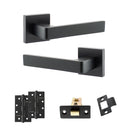 STATUS Montana Door Handle Pack (Latch Set - 2.5" Latch, 3" Hinges x2) - Matt Black - ADPS40SMB7 - Choice Handles
