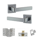 STATUS Montana Door Handle Pack (Latch Set - 2.5" CE Latch, 3" Fire Rated Hinges x3) - Satin Chrome - ADPS40SSC1 - Choice Handles
