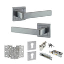 STATUS Montana Door Handle Pack (Euro Lock Set - 3" CE Sashlock, 3" Fire Rated Hinges x3) - Satin Chrome - ADPS40SSC21 - Choice Handles
