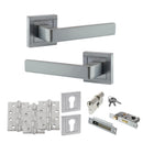 STATUS Montana Door Handle Pack (Euro Lock Set - 2.5" CE Sashlock, 4" Fire Rated Hinges x3) - Satin Chrome - ADPS40SSC22 - Choice Handles
