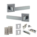 STATUS Montana Door Handle Pack (Euro Lock Set - 2.5" CE Sashlock, 4" Slim Knuckle Hinges x2) - Satin Chrome - ADPS40SSC24 - Choice Handles