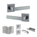STATUS Montana Door Handle Pack (Bathroom Set - 3" CE Bathroom Lock, 3" Fire Rated Hinges x3) - Satin Chrome - ADPS40SSC9 - Choice Handles