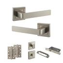 STATUS Montana Door Handle Pack (Bathroom Set - 2.5" CE Bathroom Lock, 4" Slim Knuckle Hinges x2) - Satin Nickel - ADPS40SSN12 - Choice Handles