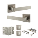 STATUS Montana Door Handle Pack (3 Lever Lock Set - 2.5" CE Sashlock, 3" Fire Rated Hinges x3) - Satin Nickel - ADPS40SSN14 - Choice Handles