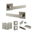 STATUS Montana Door Handle Pack (Euro Lock Set - 3" CE Sashlock, 3" Fire Rated Hinges x3) - Satin Nickel - ADPS40SSN21 - Choice Handles