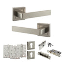 STATUS Montana Door Handle Pack (Euro Lock Set - 3" CE Sashlock, 4" Fire Rated Hinges x3) - Satin Nickel - ADPS40SSN23 - Choice Handles