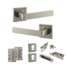 STATUS Montana Door Handle Pack (Euro Lock Set - 3" CE Sashlock, 4" Slim Knuckle Hinges x2) - Satin Nickel - ADPS40SSN25 - Choice Handles