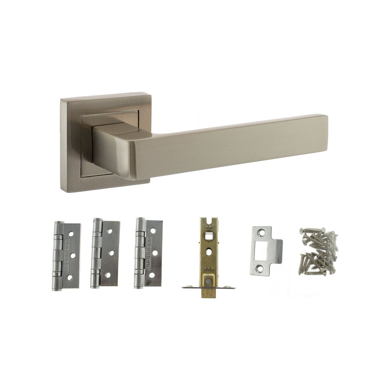 Atlantic Montana Dorpac (3" Latch, 3"x2" Hingesx3) - Satin Nickel - ADPS40SSN3 - Choice Handles