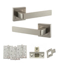 STATUS Montana Door Handle Pack (Latch Set - 2.5" CE Latch, 4" Fire Rated Hinges x3) - Satin Nickel - ADPS40SSN3 - Choice Handles